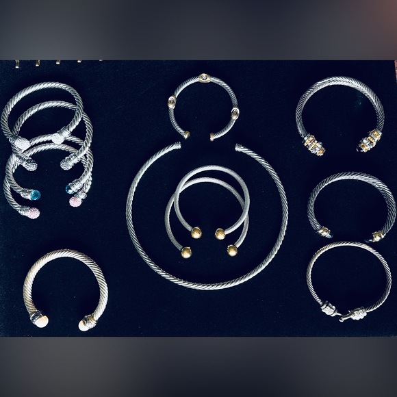 Silver Tone Twisted Rope Bangle Cable Bracelet & Necklace Lot of 12 - Picture 1 of 9
